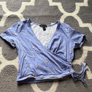Forever 21 Floral Wrap Crop Top in Lavender